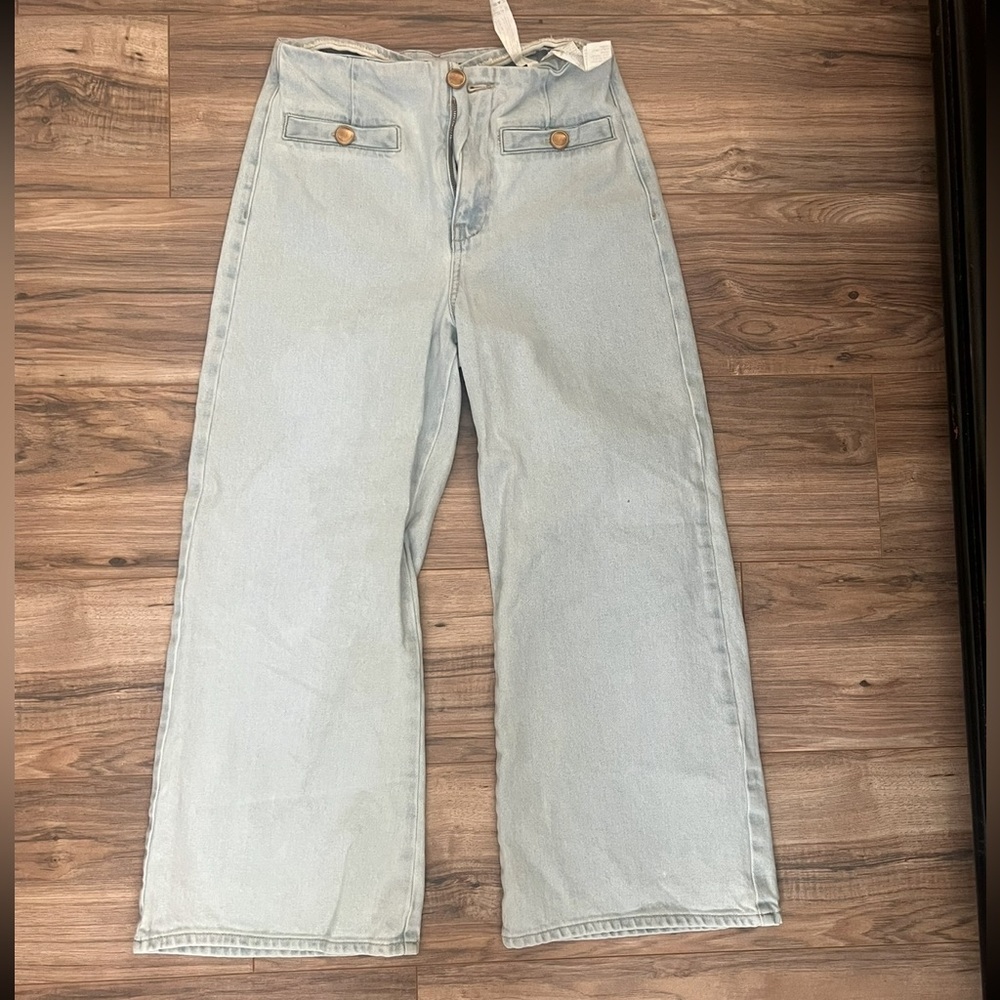 Zara Light Blue Wide Leg Jeans